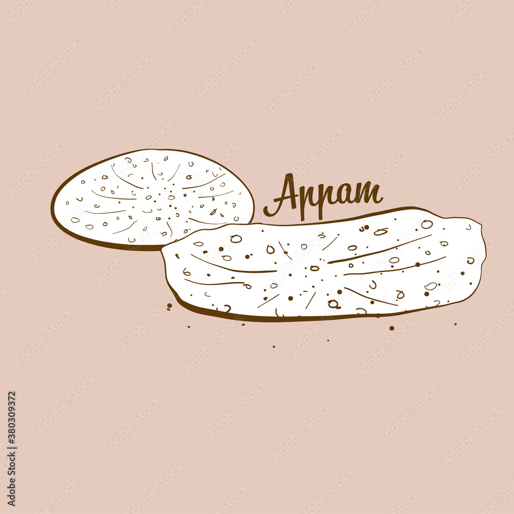 Hand-drawn Appam bread illustration Hand-drawn Appam bread illustration