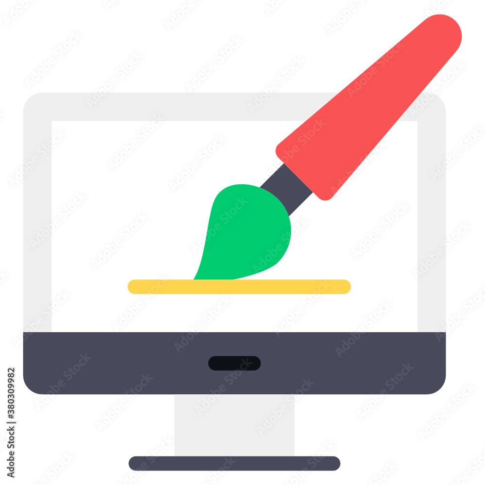 Art brush with monitor, graphic design icon
Art brush with monitor, graphic design icon