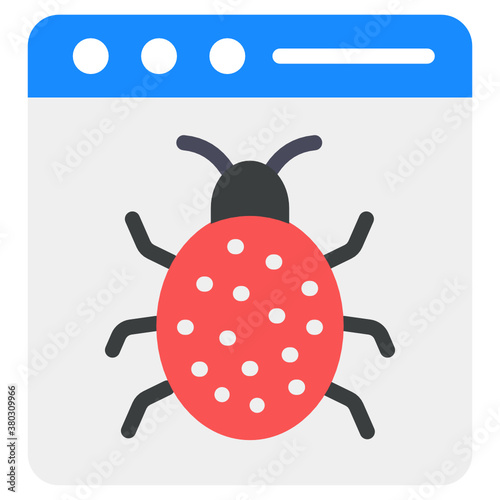 
Bug on web page, malicious website icon
