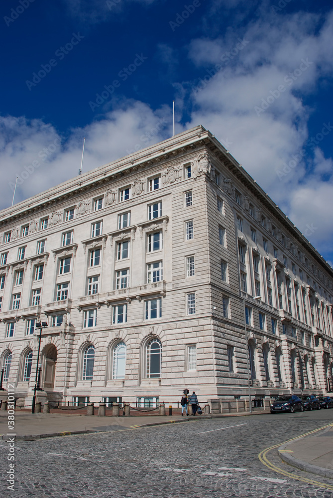 The Cunard Building is one of the Three Graces along the waterfront in Liverpool, UK