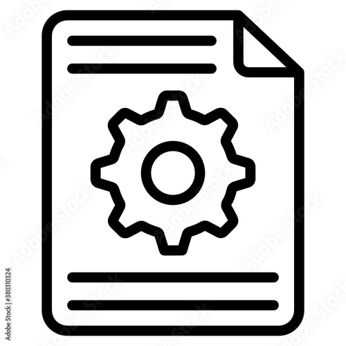  Content management icon, gear on folded paper 