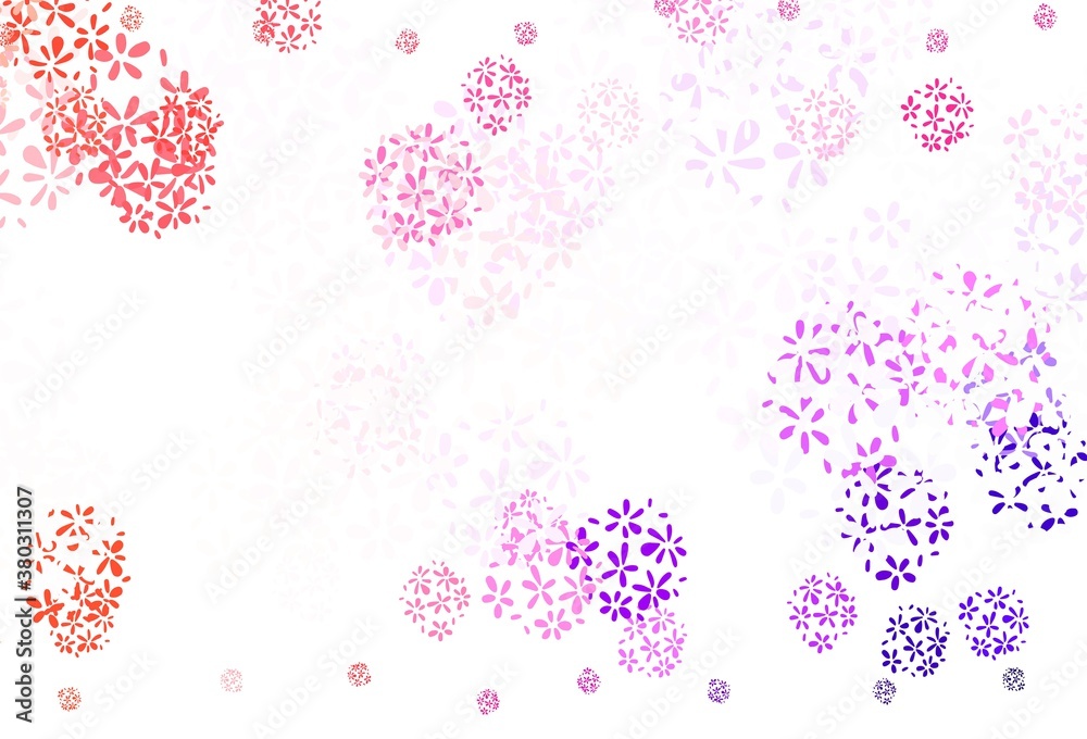 Light Pink, Red vector doodle backdrop with leaves.