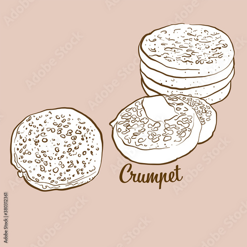 Hand-drawn Crumpet bread illustration
