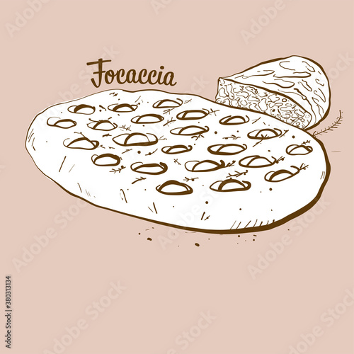 Hand-drawn Focaccia bread illustration