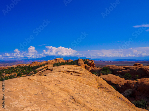 view on top arches at the rock aarches in Arches national park, Utah, USA