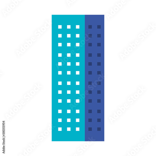 Blue building design, City architecture urban modern downtown contemporary metropolis exterior and construction theme Vector illustration
