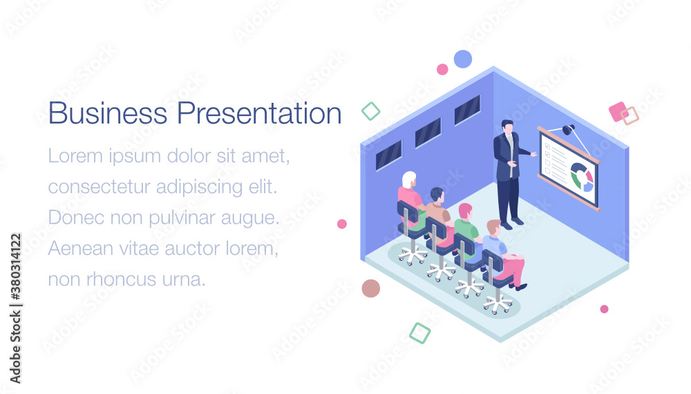 
Isometric illustration of business presentation 
