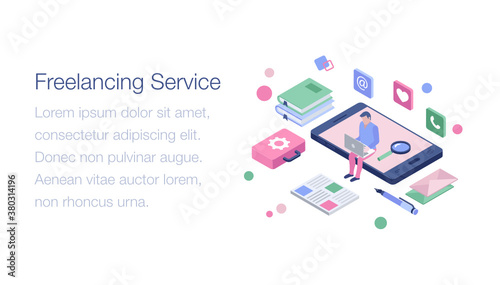 
Freelancing service isometric illustration design
