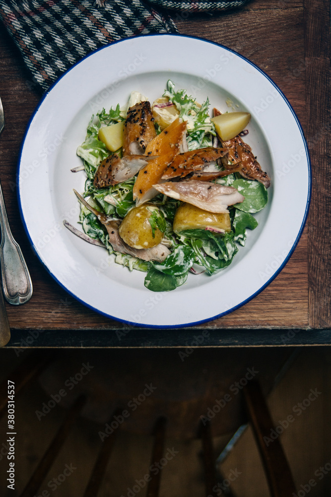 Smoked mackerel and potato salad. Smoked mackerel and potato salad.