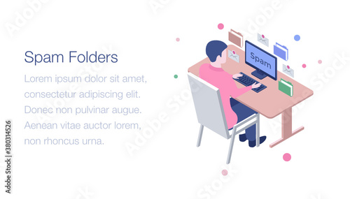 
Spam folder isometric illustration design
