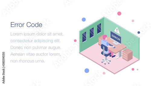  Illustration of web error code isometric design 