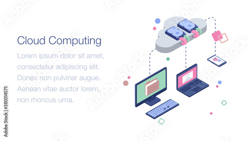 
Isometric illustration of cloud computing design
