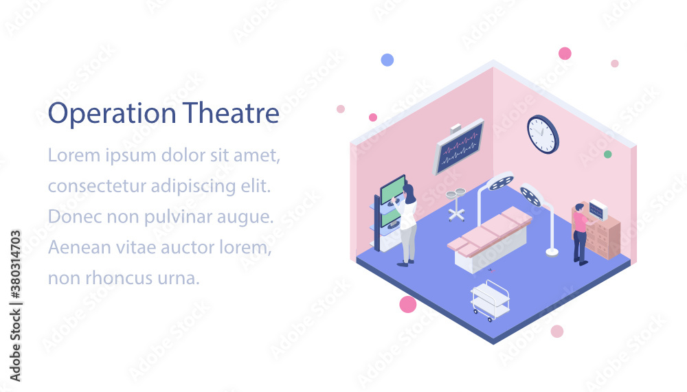 Naklejka premium Hospital operation theatre isometric illustration 