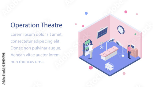  Hospital operation theatre isometric illustration  