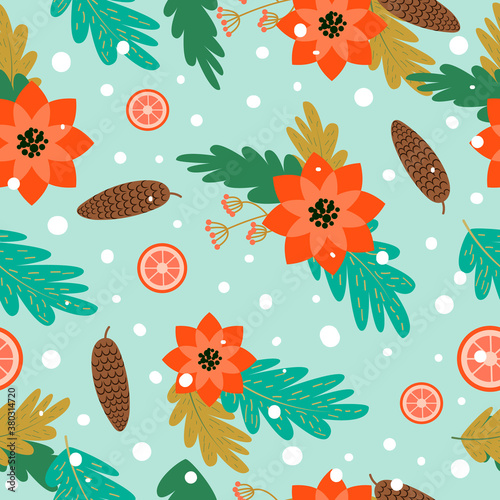 pattern bacground vector new year marry chrisrmass present flowers tree 