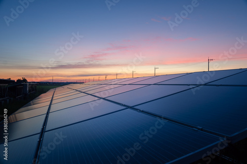 Power plant using renewable solar energy with sun
green energy concept.