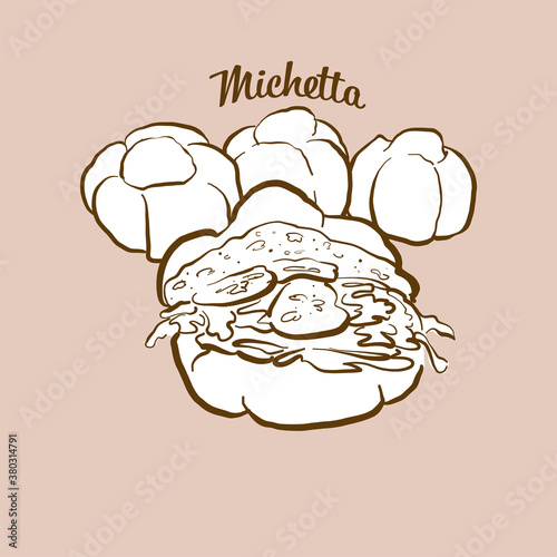 Hand-drawn Michetta bread illustration