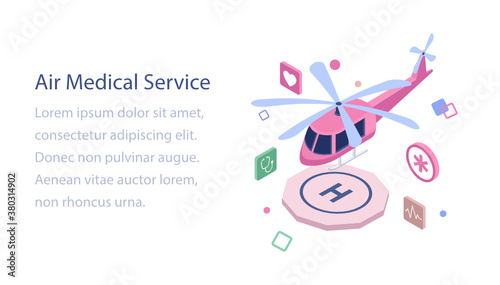 
Air medical service isometric illustration 
