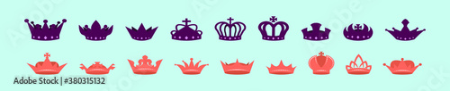 set of crown cartoon icon design template with various models. vector illustration isolated on blue background
