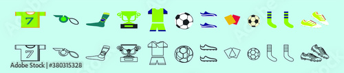 set of football sports cartoon icon design template with various models. vector illustration isolated on blue background