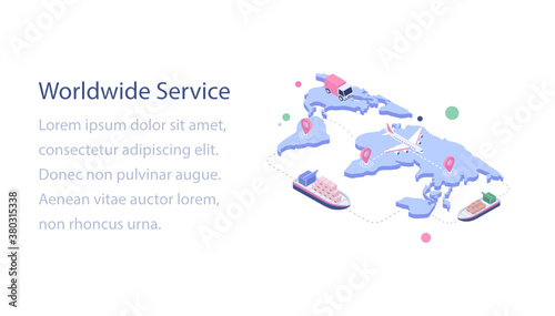 
Worldwide logistics service isometric illustration 
