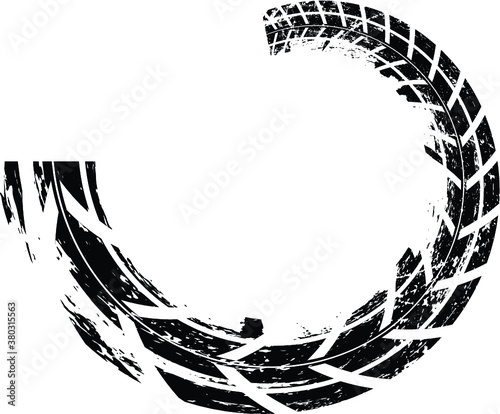 Vector Print Textured Tire Track . Design Element . Car tread silhouette . Mud splash grunge texture