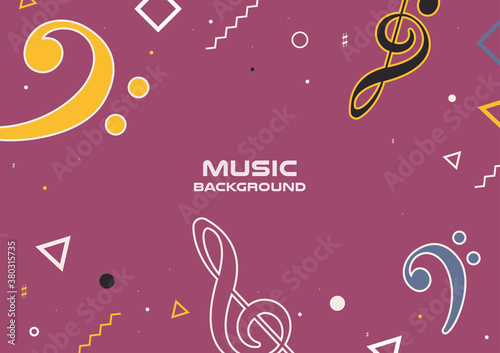 Music background for design, Vector and illustration,Template Design for postcard , shapes , brochure and banner. 