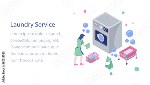 
Laundry service isometric illustration design
