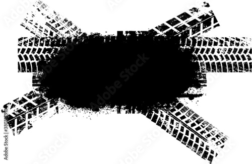 Vector Print Textured Tire Track . Design Element . Car tread silhouette . Mud splash grunge texture