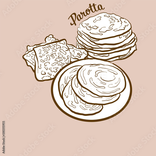 Hand-drawn Parotta bread illustration