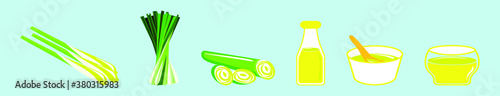 set of lemongrass cartoon icon design template with various models. vector illustration isolated on blue background