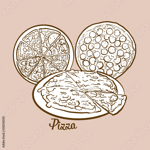 Hand-drawn Pizza bread illustration