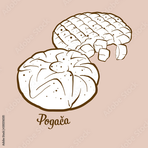 Hand-drawn Pogaca bread illustration