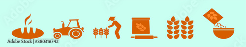 set of oats cartoon icon design template with peasant, tractor and various models. vector illustration isolated on blue background