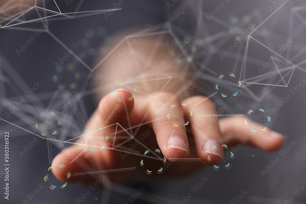 Fototapeta premium touch binary code interface digital touch