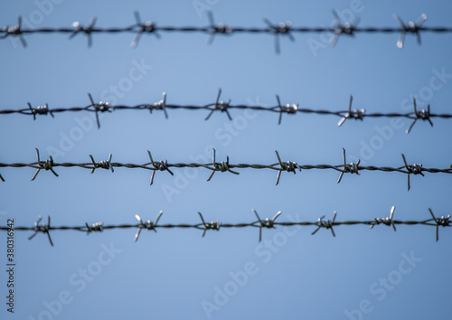 Barbed wire fence four strands