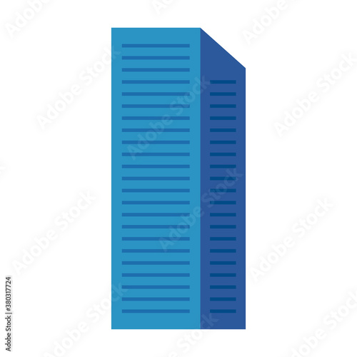 Blue building design, City architecture urban modern downtown contemporary metropolis exterior and construction theme Vector illustration