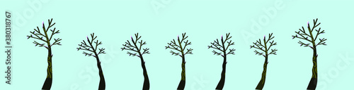 set of winter tree cartoon icon design template with various models. vector illustration isolated on blue background