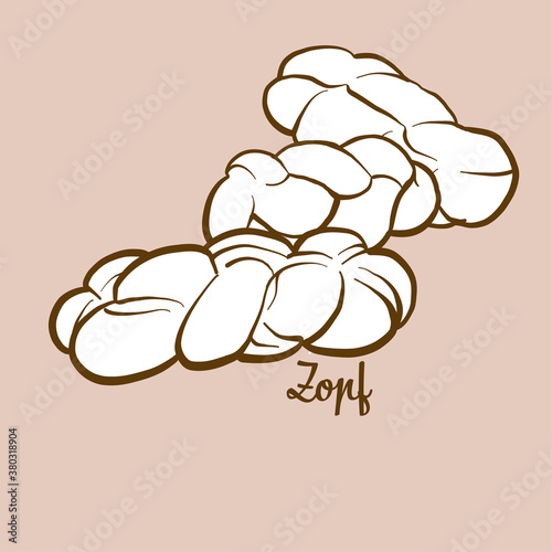 Hand-drawn Zopf bread illustration