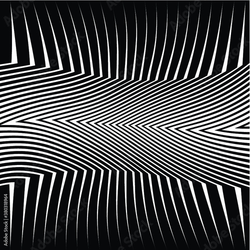 Abstract warped Diagonal Striped Background . Vector curved twisted slanting, waved lines texture