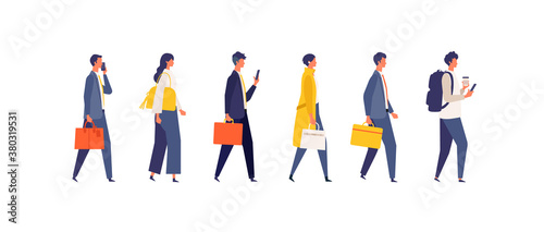 Walking businessman character design in different poses.