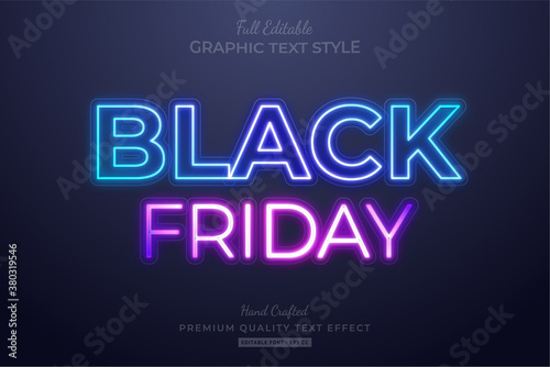 Black Friday Neon Editable Text Style Effect