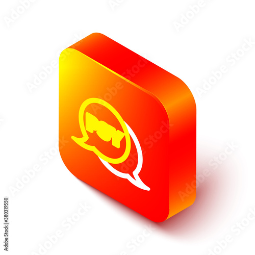 Isometric line Psychology icon isolated on white background. Psi symbol. Mental health concept, psychoanalysis analysis and psychotherapy. Orange square button. Vector.