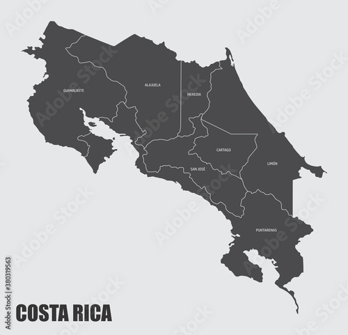 Costa Rica provinces map photo