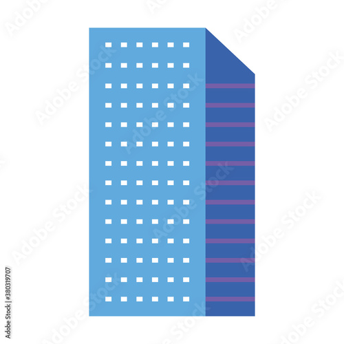 Blue building design, City architecture urban modern downtown contemporary metropolis exterior and construction theme Vector illustration