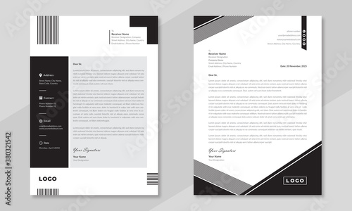 Minimalist concept business style clean & creative letterhead template design. Professional & modern letterhead template with abstract geometric shapes. Set of vector graphic illustration.