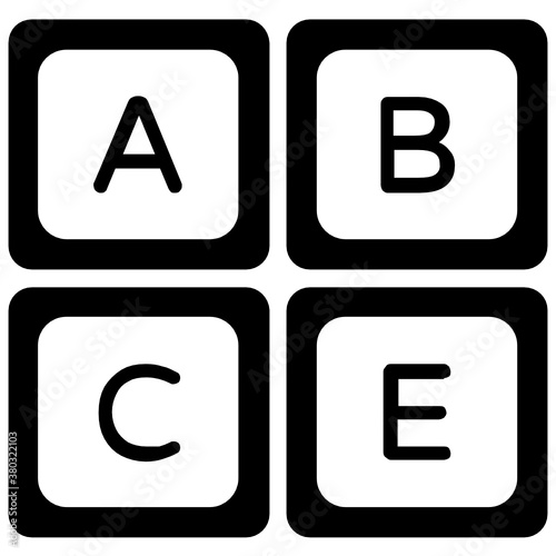  Alphabetical blocks, kindergarten education vector in flat design. 