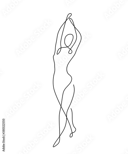 Line art woman silhouette vector background. Female figure pose in modern simple linear style. Girl body posture design. Beauty and fashion collection concept