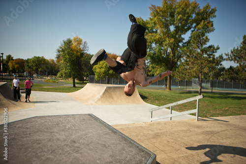 Young men freerunning photo