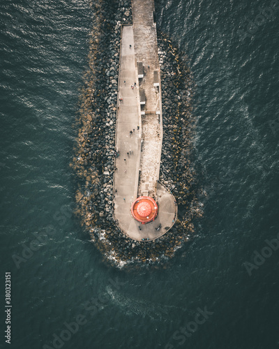 Photography Top down view of The Poolbeg Lighthouse